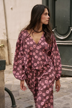 Eesha Wrap Top ~ Pink Cosmos