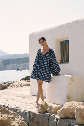 Zahra Mini Dress ~ Indigo