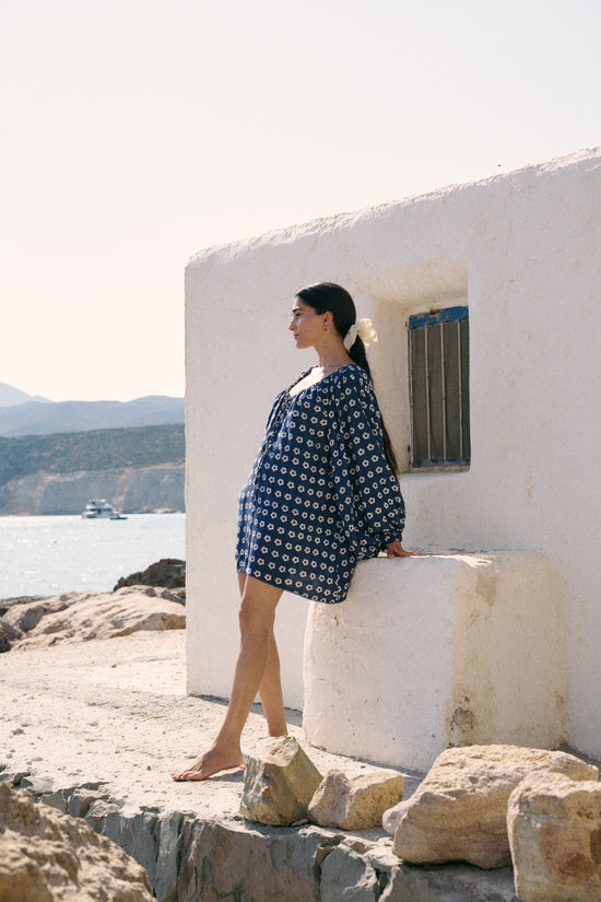 Zahra Mini Dress ~ Indigo
