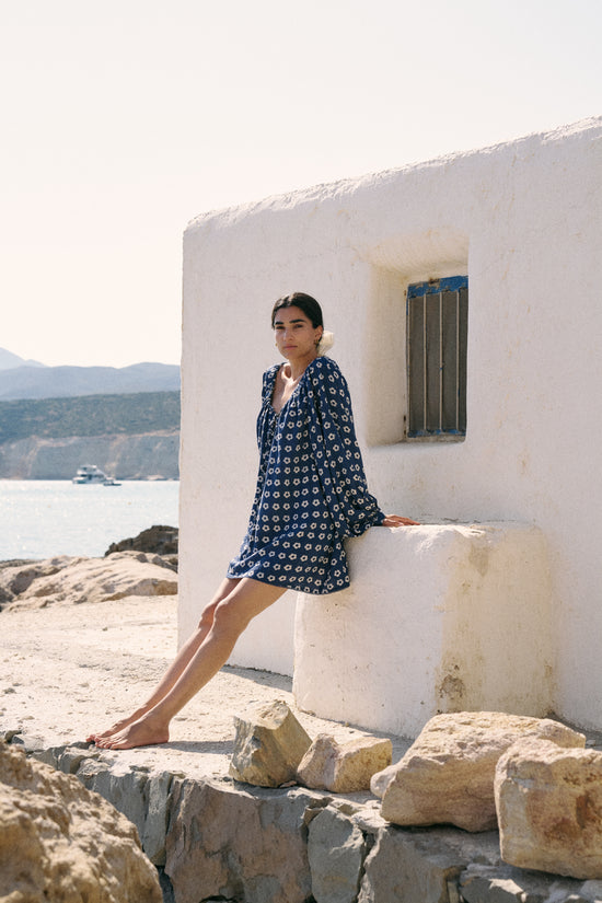 Zahra Mini Dress ~ Indigo