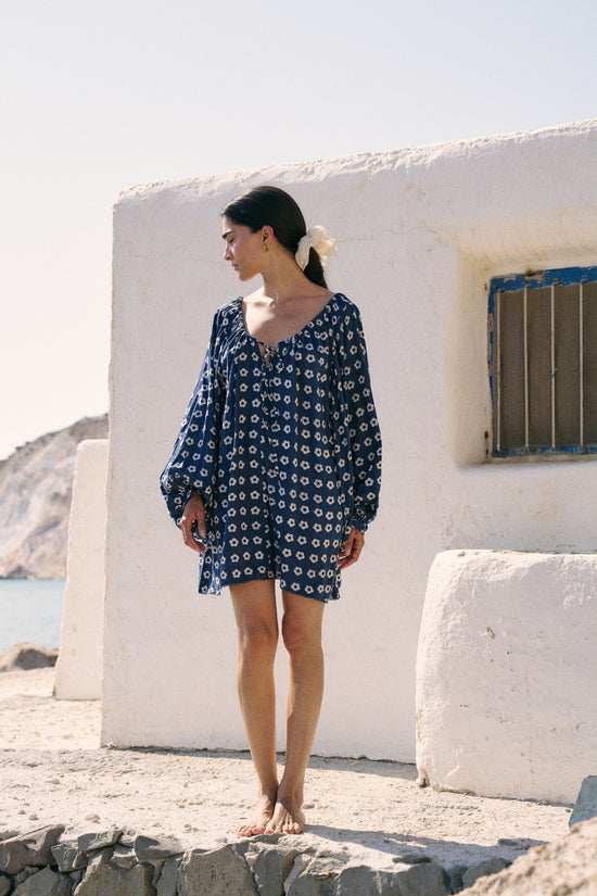 Zahra Mini Dress ~ Indigo