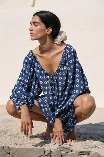 Zahra Mini Dress ~ Indigo