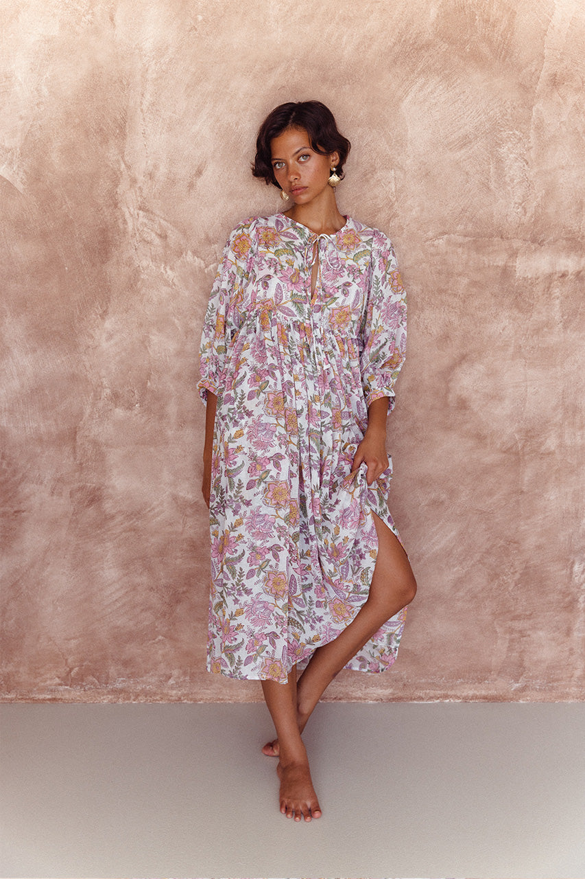 Kyra Midi Dress ~ Fuchsia Bloom