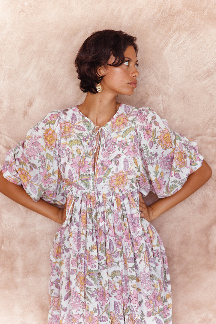 Kyra Midi Dress ~ Fuchsia Bloom