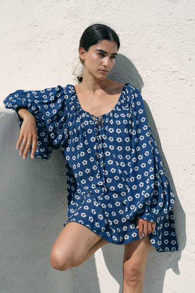 Zahra Mini Dress ~ Indigo