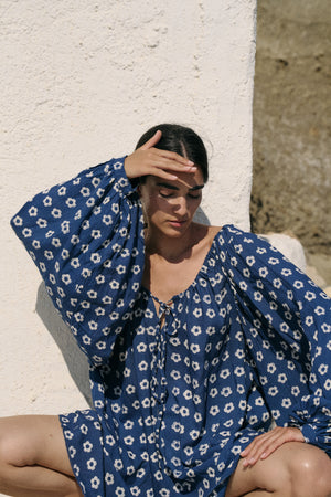 Zahra Mini Dress ~ Indigo