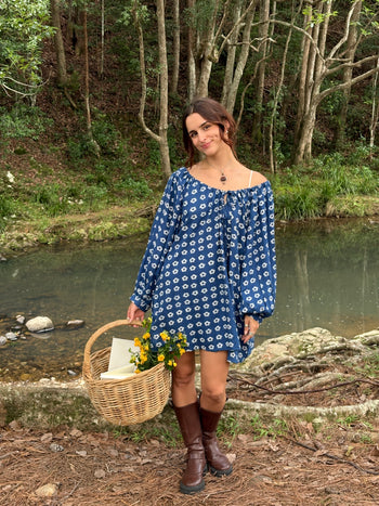 Zahra Mini Dress ~ Indigo